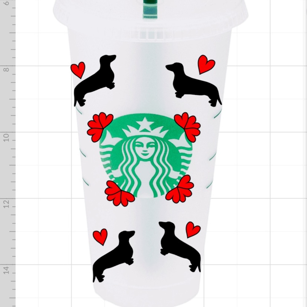 dog and hearts Starbucks cup